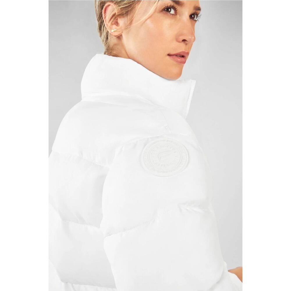 NWT Fabletics White Wander Puffer Jacket Zipper Closure High Collar Womens S - Picture 4 of 5